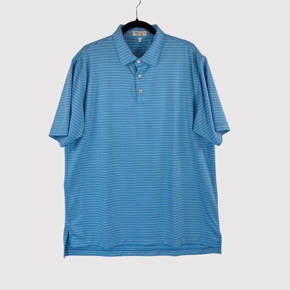 Peter Millar Summer Comfort Mens Polo Shirt Blue Striped Performance Golf Large - Picture 1 of 9